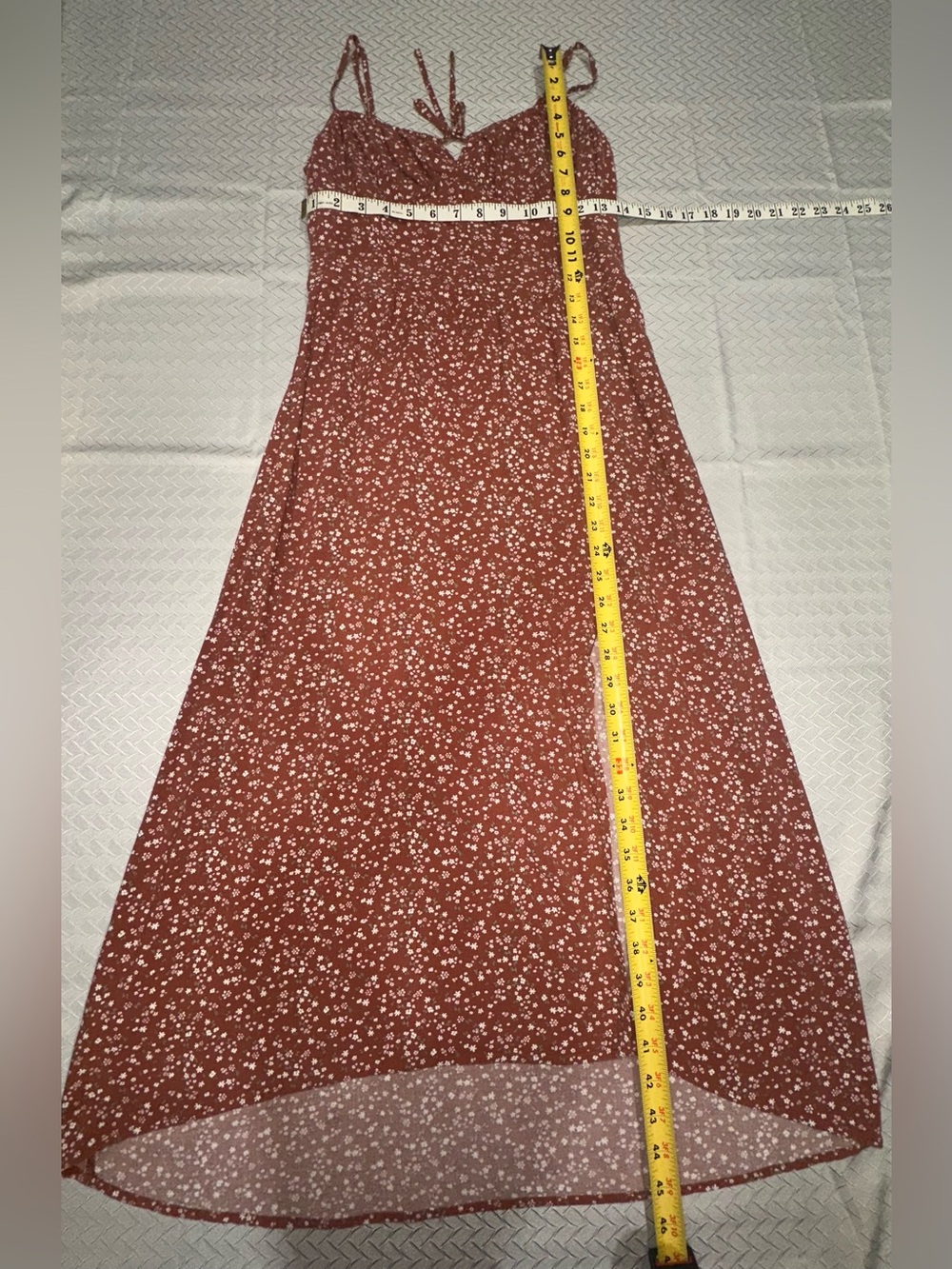 Hollister Rust Floral Maxi Dress with Tie Straps
